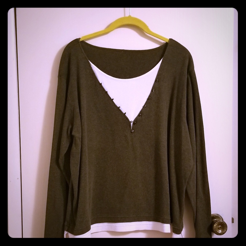 Dark Green Long Sleeve Sweater Shirt